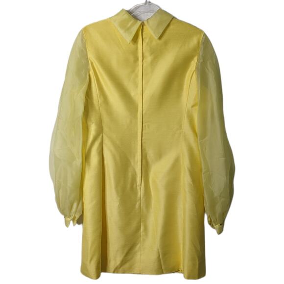 Vintage 60's Yellow Sheath Dress Vest Set Chiffon Sleeves and Vest Lace Detail - Picture 3 of 15